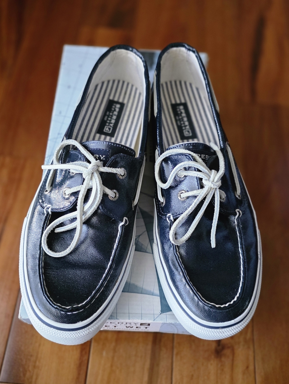 Sperry Top-Sider Bahama Blue Shiny Canvas Boat Shoes Mens 11M Sneaker Yacht Club